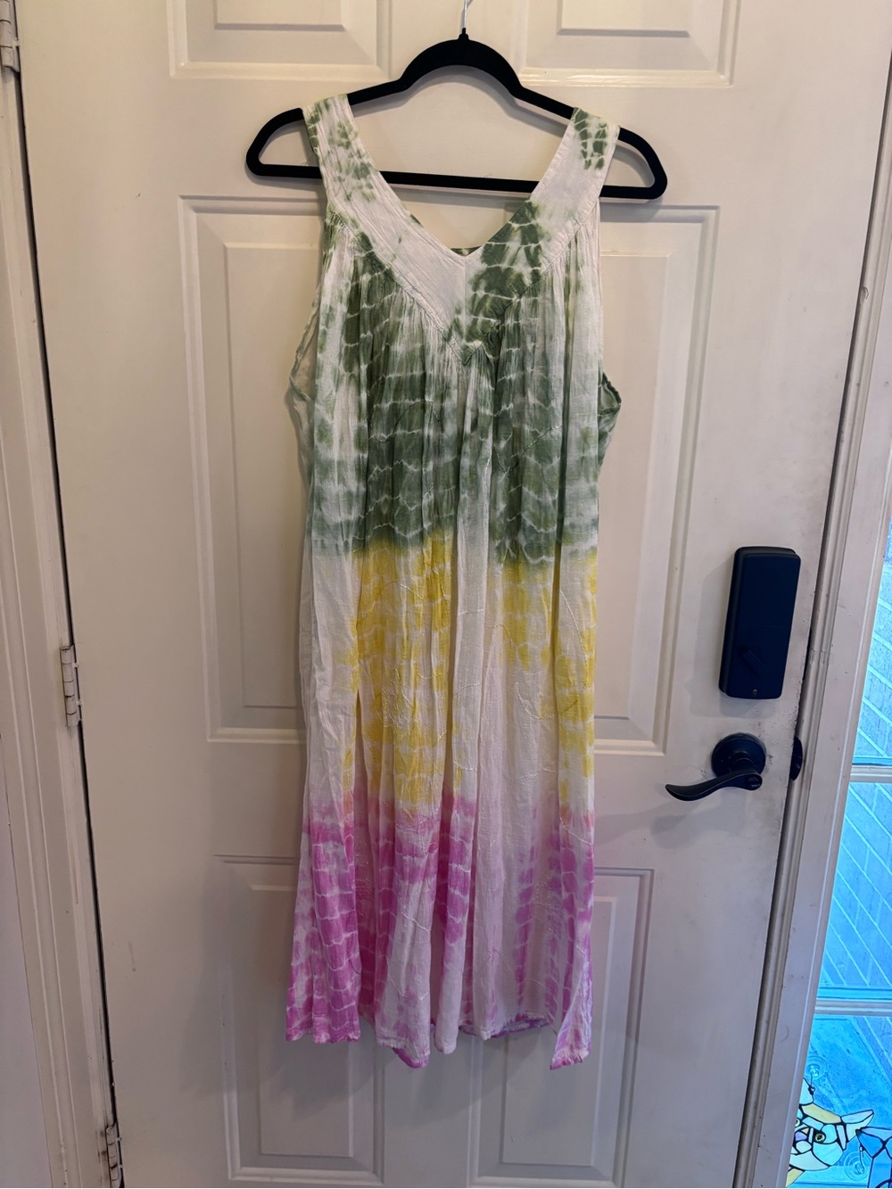 Advance Apparels Green Yellow Pink Tie-Dye Midi Dress - Picture 2 of 4